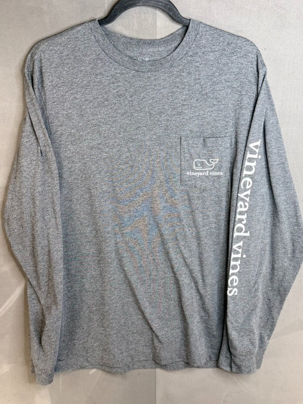 Vineyard Vines Men's Gray Long Sleeve Crew Neck Pocket Whale Logo Tee M